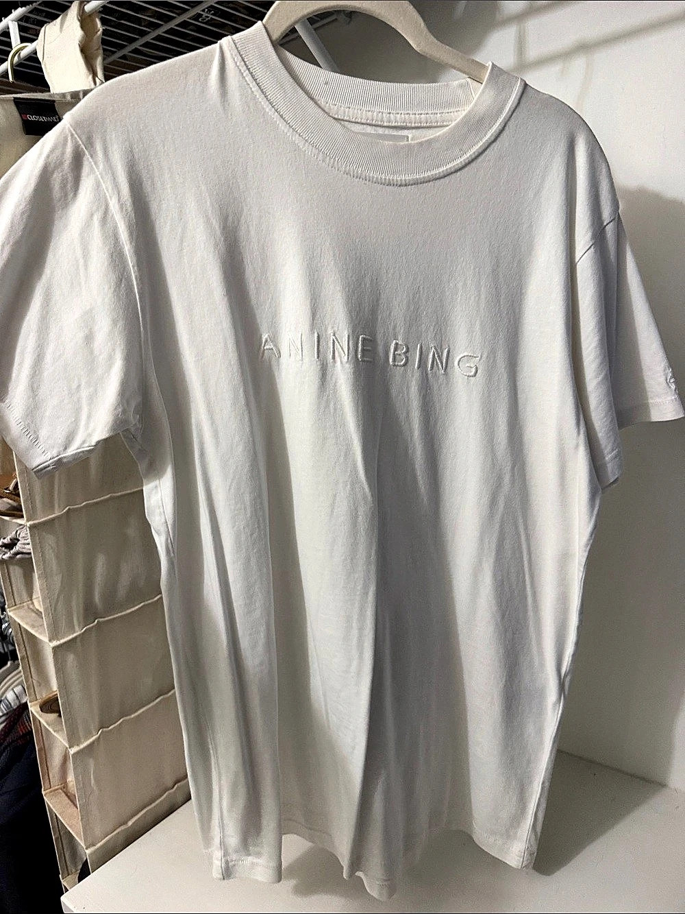 ANINE BING Tee Cotton Tee in White Size Medium Like New